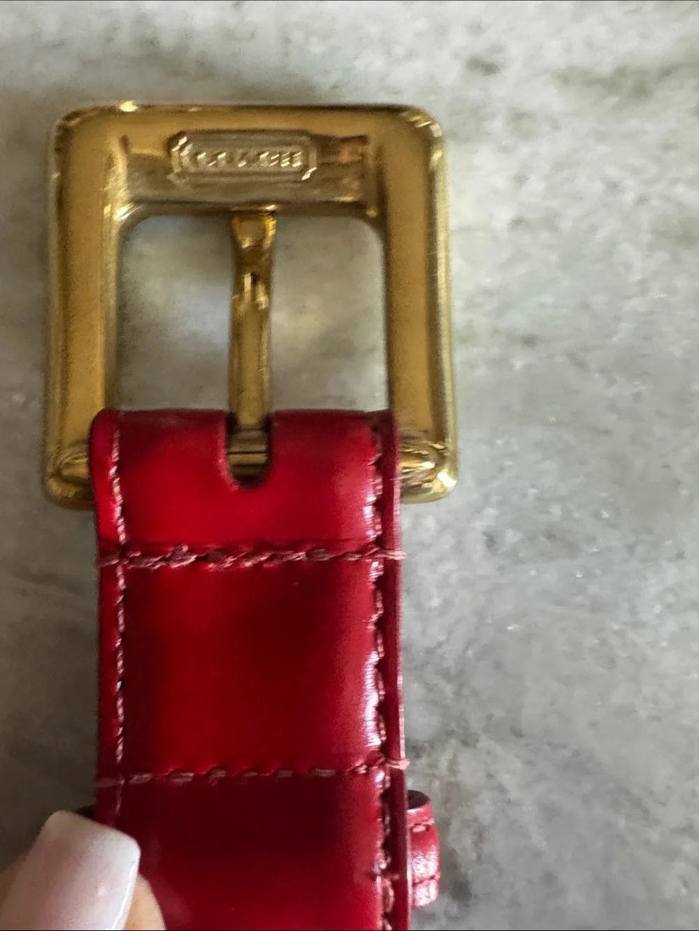 Coach Red Leather Belt with Gold Buckle